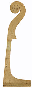 　圖6 B型Stradivari大提琴的琴頸模板顯示了傳統(tǒng)的85度截止角 　　Museo CIVICO'ALA PONZONE'，意大利克雷莫納